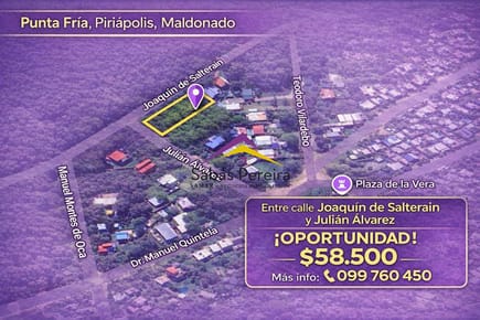 Terreno en venta 446m2 esquina, Punta Fría, Piriápolis, Maldonado