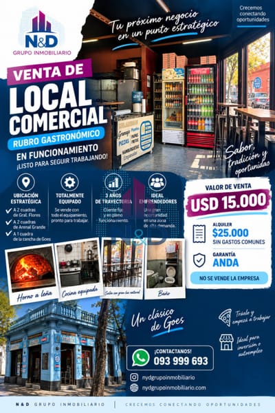 Venta Negocio Gastronómico Equipado en Goes. Funcionando!!!