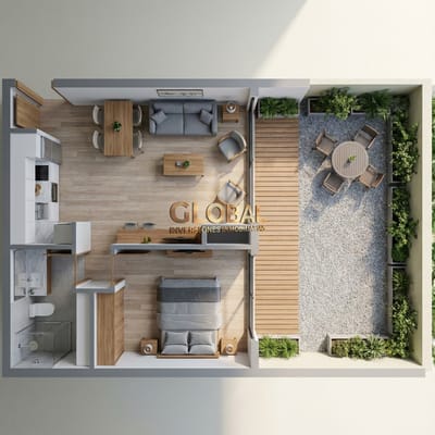 VENTA APARTAMENTO CON PATIO UN DORMITORIO EN POCITOS