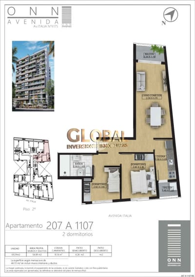 Apartamentos de dos dormitorios al frente con excelente vista