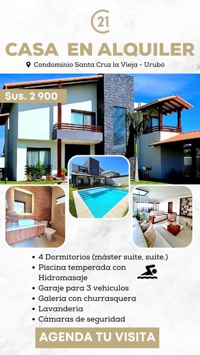 Casa en alquiler en Santa Cruz La Vieja, Urubó