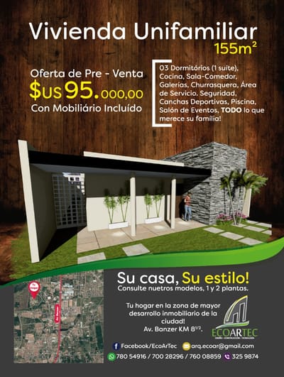 PRE-VENTA Km 8 1/2 Norte av banzer en Urb. cerrada