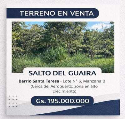 TERRENO SALTO DEL GUAIRA 360M2