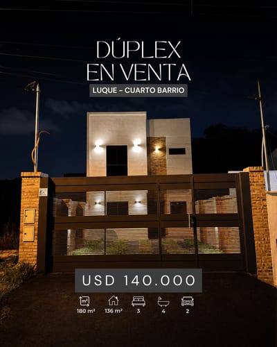 DÚPLEX EN VENTA EN LUQUE – CUARTO BARRIO