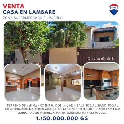 Casa en venta en Lambaré