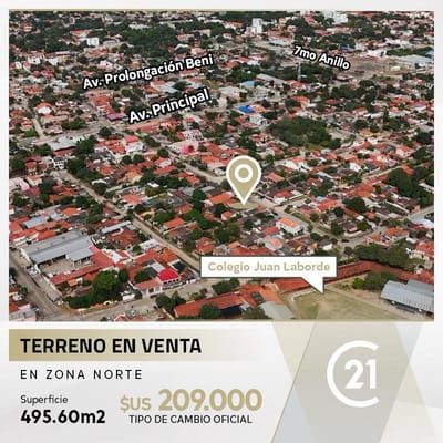 TERRENO EN VENTA ZONA NORTE Entre Avenida Banzer y Beni sobre Avenida