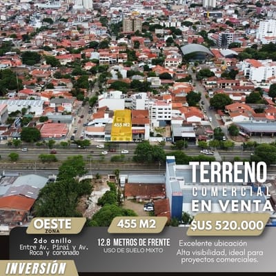 Terreno sobre Avenida 2do anillo en Venta