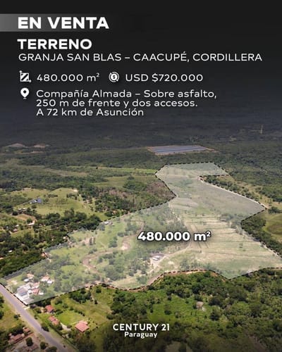 EN VENTA GRANJA EN CAACUPE SOBRE RUTA