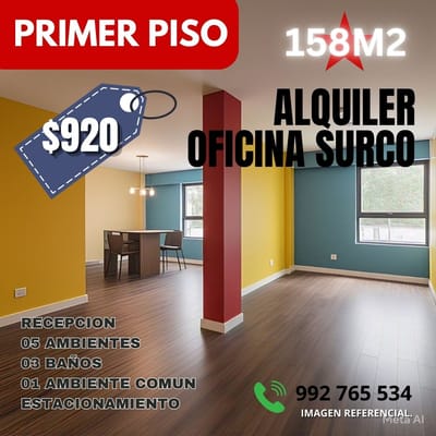 Alquilo Oficina en Surco 158M²