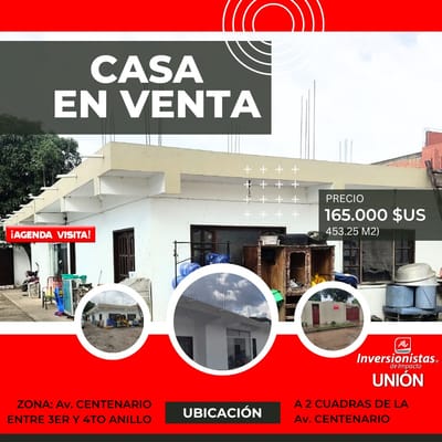 Casa en Venta entre 3er y 4to Anillo a 2 cuadras de la Centenario