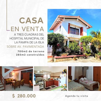 Casa sobre avenida pavimentada ( a cinco minutos del Hipermaxi Pampa de la Isla)