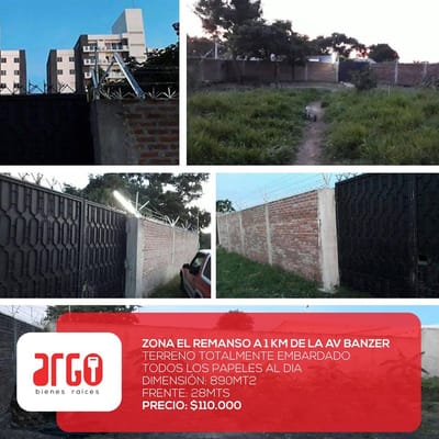 HERMOSO TERRENO EN VENTA ZONA EL REMANSO