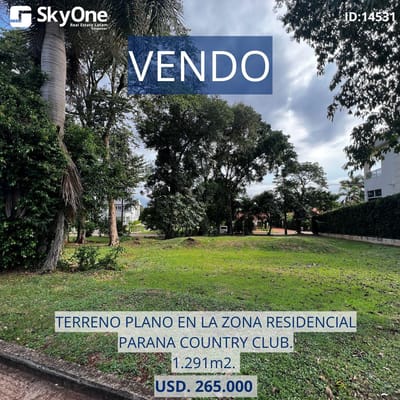 OPORTUNIDAD DE INVERSION TERRENO EN ESQUINA EN VENTA EN EL PARANA COUNTRY CLUB