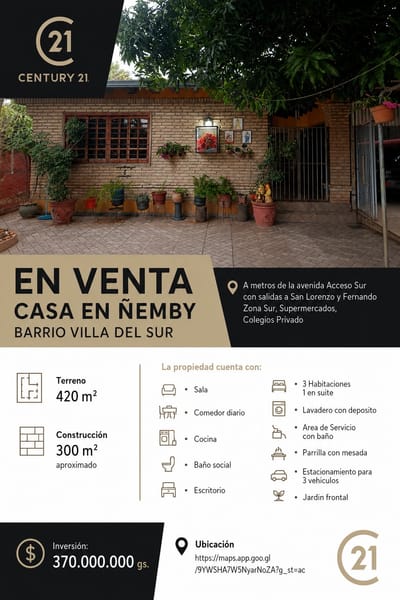EN VENTA CASA EN ÑEMBY BARRIO VILLA DEL SUR