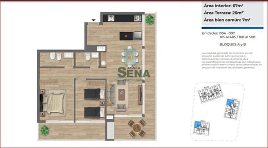 Venta de apartamento en la Mansa, 2 dormitorios, 2 baños, balcon buena vista.