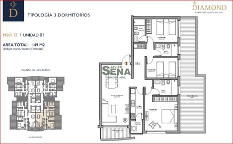 Venta de apartamento a estrenar en la Roosevelt, 3 dormitorios, 2 baños, balcon, con servicios.