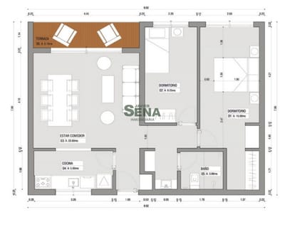 Venta de apartamento a estrenar de 2 dormi. baño, para vivir todo el año.