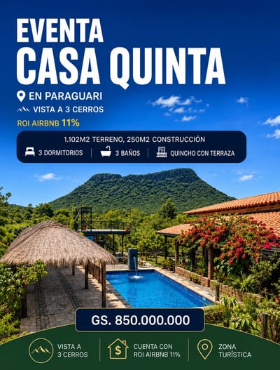 CASA QUINTA EN PARAGUARI, A MINUTOS DEL CENTRO