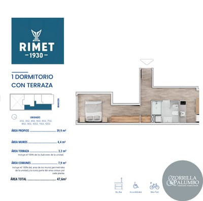 1 Dorm. 47m² con Terraza | El Más Amplio | A Estrenar | Cordón
