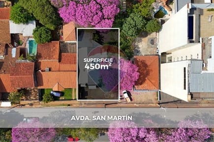 Terreno de 450M2 sobre san Martin permitido para edificio de 10 pisos 