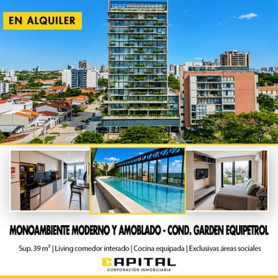 Monoambiente amoblado en alquiler en Equipetrol