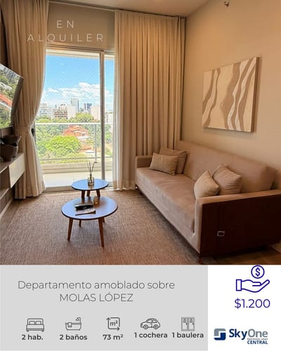 ALQUILO DEPARTAMENTO AMOBLADO SOBRE MOLAS LOPEZ