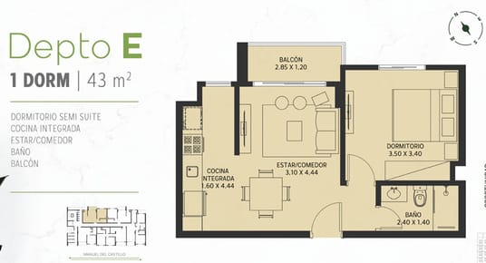 1 Dorm Amoblado en LIFE Mariscal