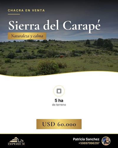 Chacra Sierras del Carape  5 ha sin Contrucciones