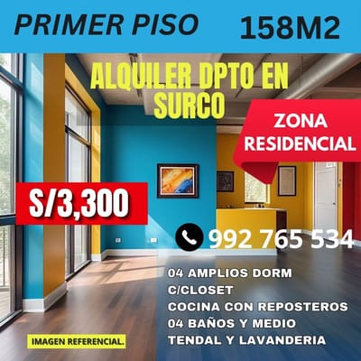 Alquilo Departamento en Surco 158M²