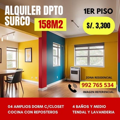 Alquilo Departamento en Surco 158M²