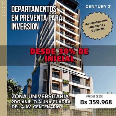 DEPARTAMENTOS EN PREVENTA ZONA UNIVERSITARIA 