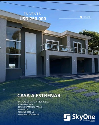 VENDO HERMOSA RESIDENCIA A ESTRENAR EN EL PARANA COUNTRY CLUB