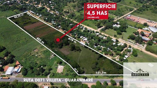 En Venta Propiedad de 4,5 hectáreas (44.806 m2) en la Ruta D071 Villeta