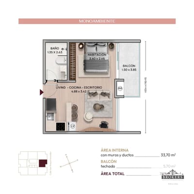 Oportinidad Vendo Pre Pozo Monoambiente 39,4 m2 Recoleta