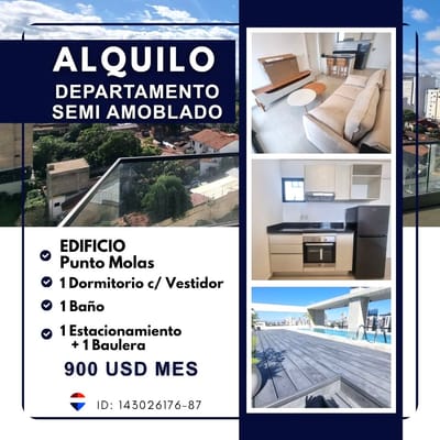 ALQUILER DE DEPARTAMENTO EN EDIFICIO PUNTO MOLAS - EJE CORPORATIVO