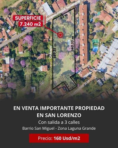  Vendo Importante Propiedad En San Lorenzo Con Salida A 3 Calles.