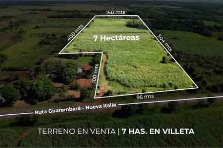 EN VENTA 7 HECTAREAS DE TERRENO EN VILLETA