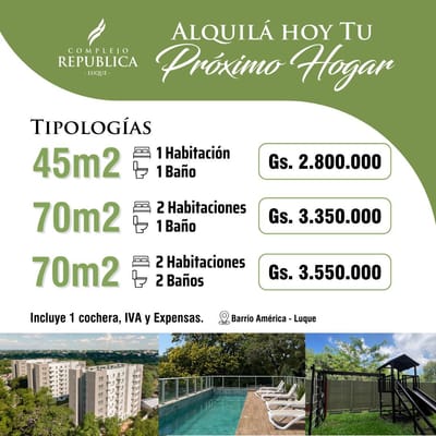 EN ALQUILER DEPARTAMENTOS A ESTRENAR EN LUQUE.