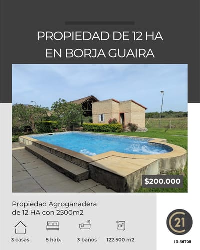 VENDO Propiedad de 12 HA en Borja Guaira