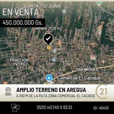 Vendo amplio terreno de 2520 m2 en Areguá ideal para tu casa quinta 