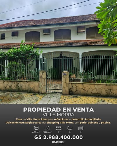 VENDO CASA A REFACCIONAR O DEMOLER EN VILLA MORRA