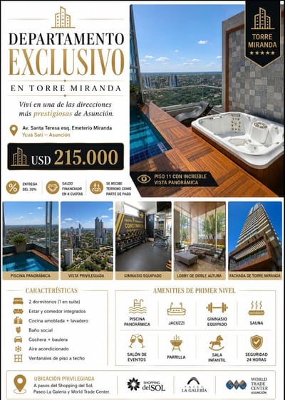 VENTA DEPARTAMENTO EXCLUSIVO TORRE MIRANDA