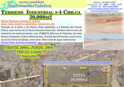 Remate Terreno Industrial I4 En Chilca 30,000m2