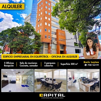 En Edificio Empresarial Equipetrol Oficina en alquiler 
