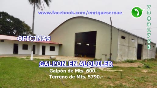 A ESTRENAR GALPON CERRADO EN ALQUILER O VENTA – ZONA NORTE 9NO ANILLO!