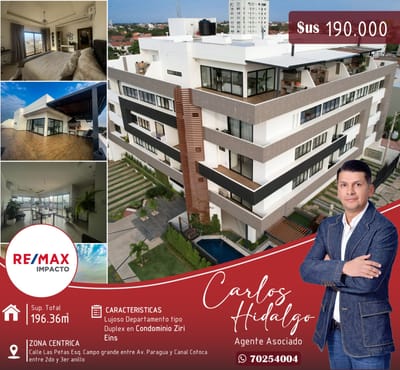 Lujoso Departamento Duplex en Venta Condominio Ziri Eins, 2do anillo