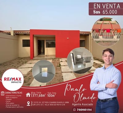 CASA A ESTRENAR EN VENTA BARRIO GUAPILO 8VO ANILLO