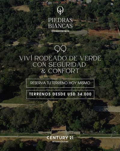 Lotes Residenciales desde 312 m² en Condominio Piedras Blancas, San Bernardino