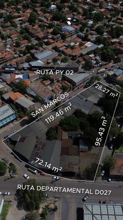 En venta amplio terreno de 5.922m2 sobre ruta 2 San Lorenzo