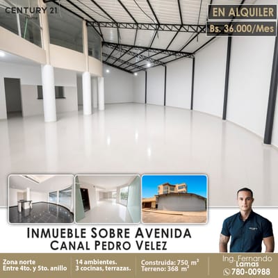 Alquiler Inmueble sobre avenida Canal pedro Vélez. 